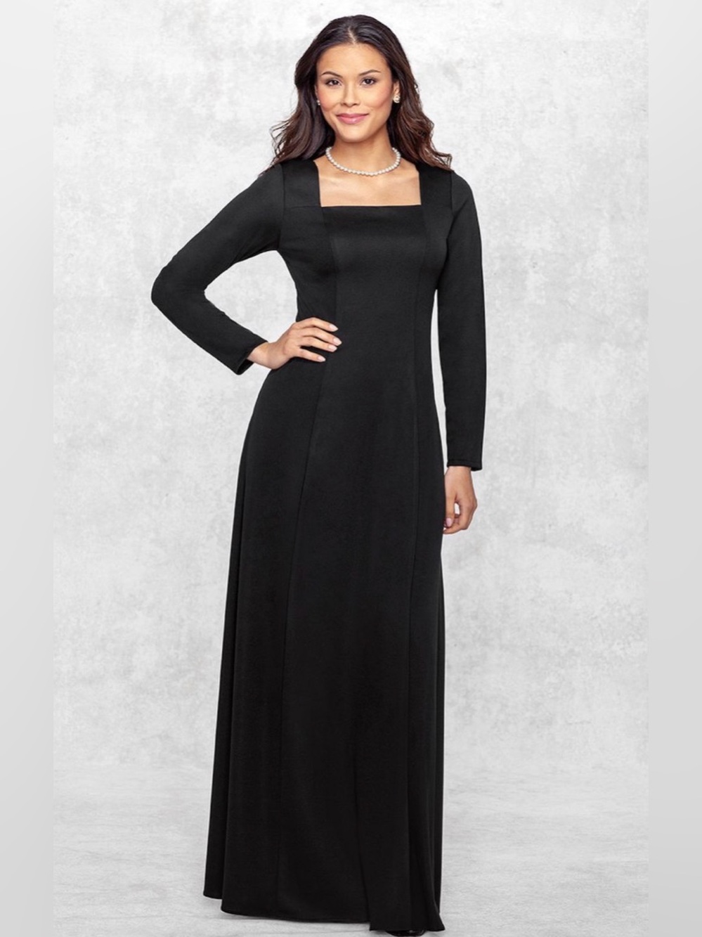 Stage Accents Black Geneva Long sleeve Maxi Gown